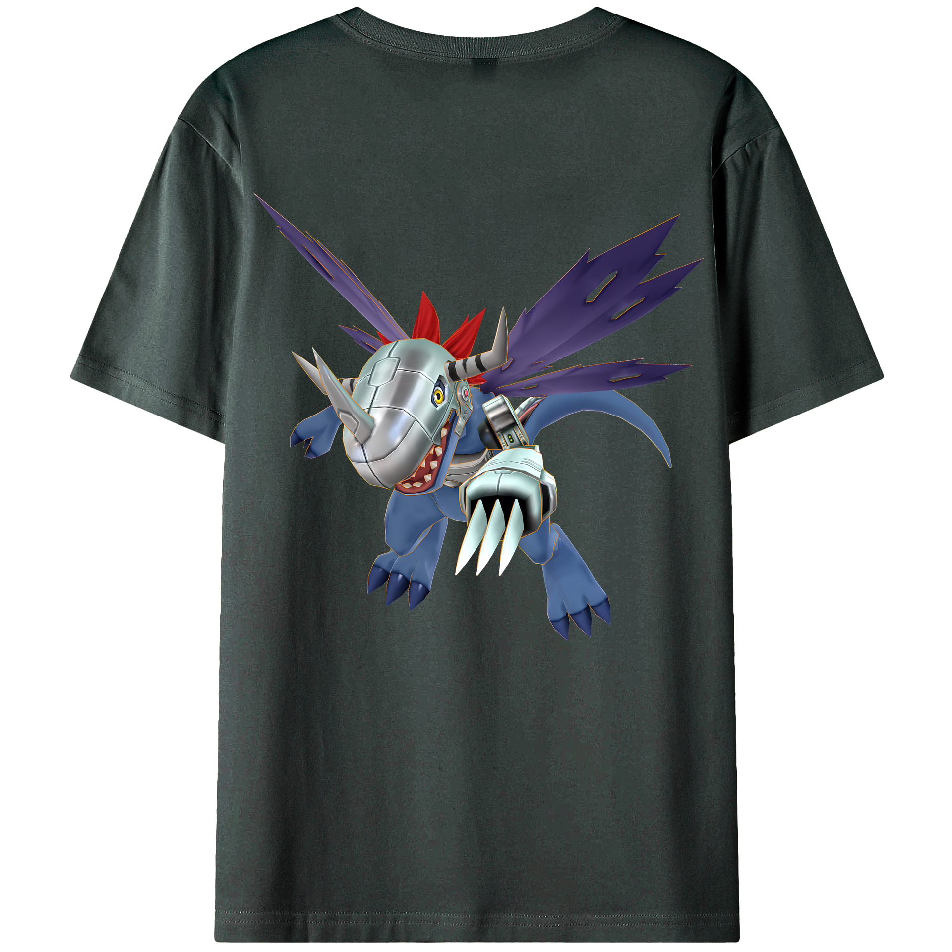 （画像用） Digimon デジタルモンスター/デジモン 綿100％ メンズ半袖Tシャツ（バックプリント） 通気性